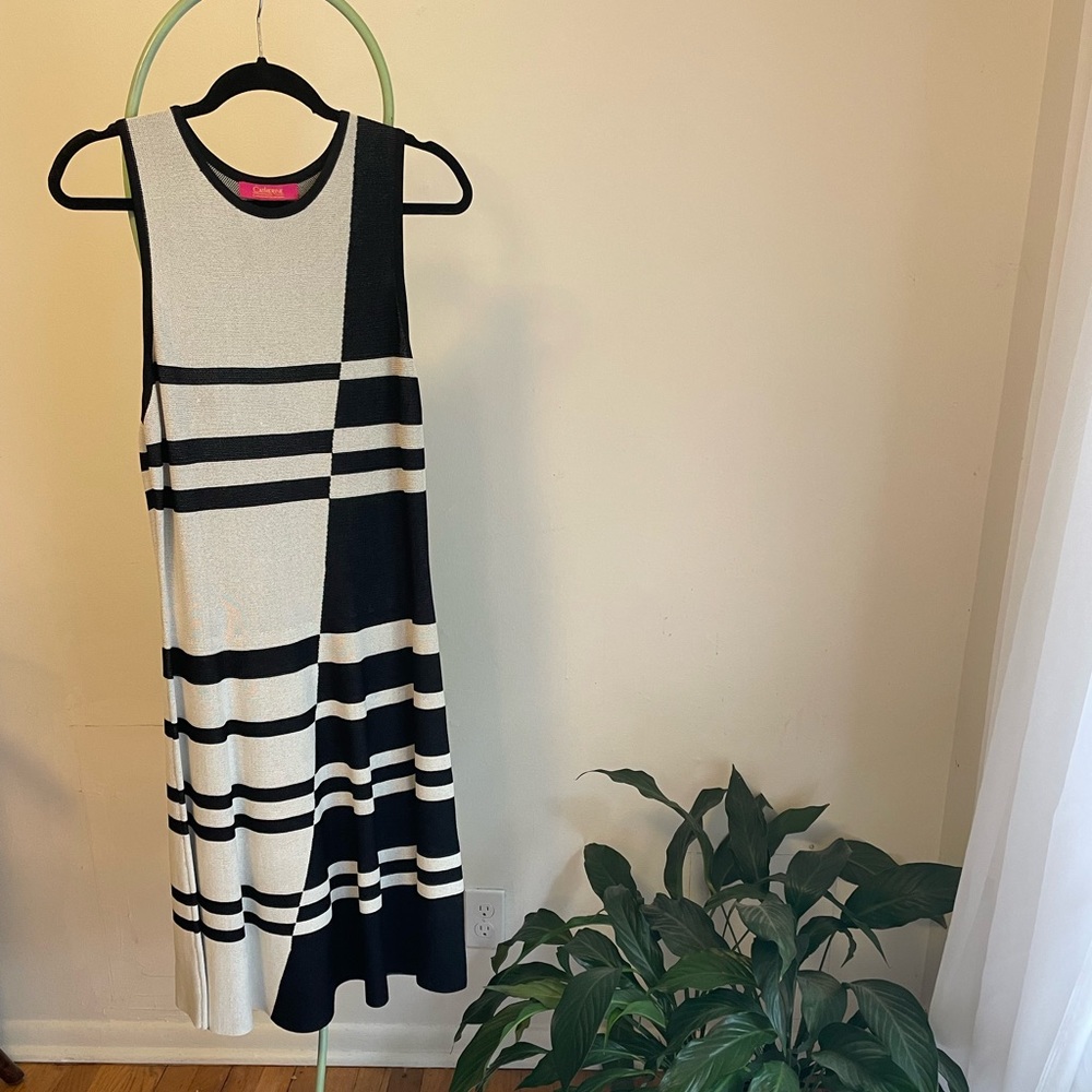 Elegant Sleevless Black and White Cocktail dress. Size Large